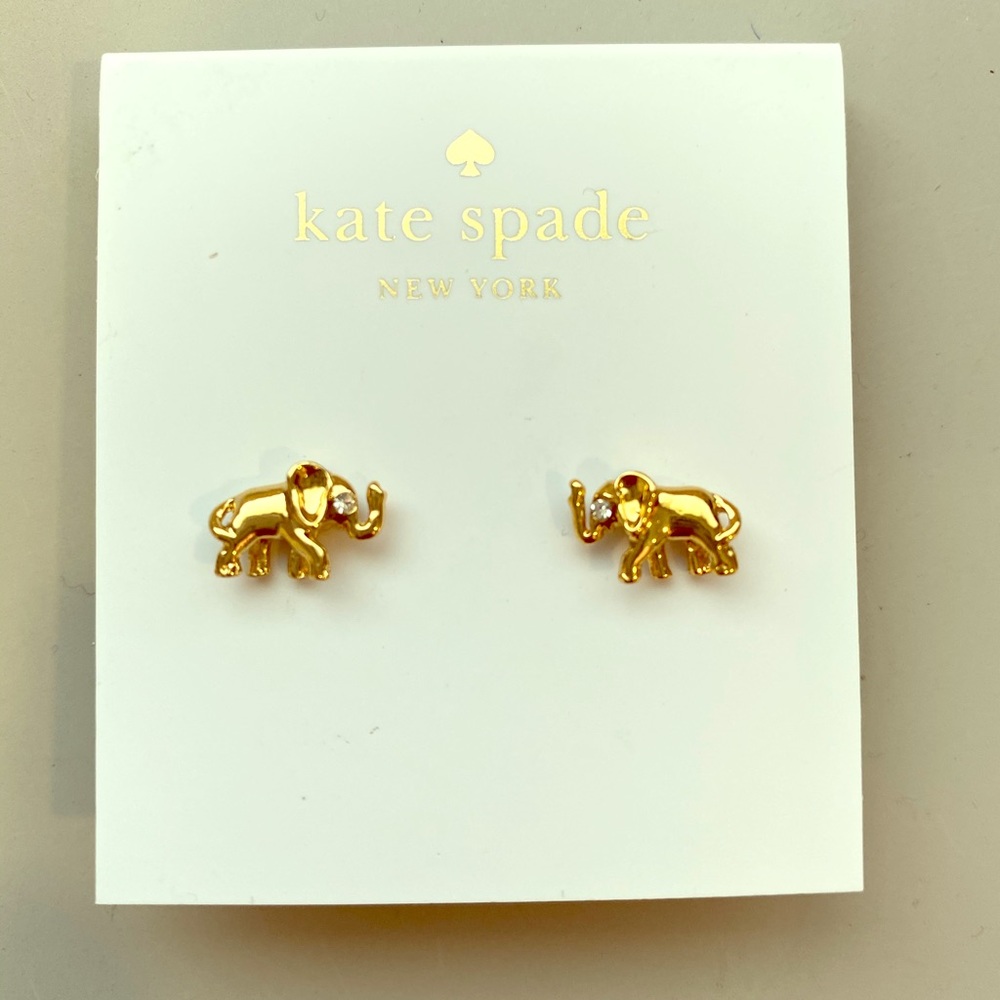 Gold Kate Spade Elephant earrings
